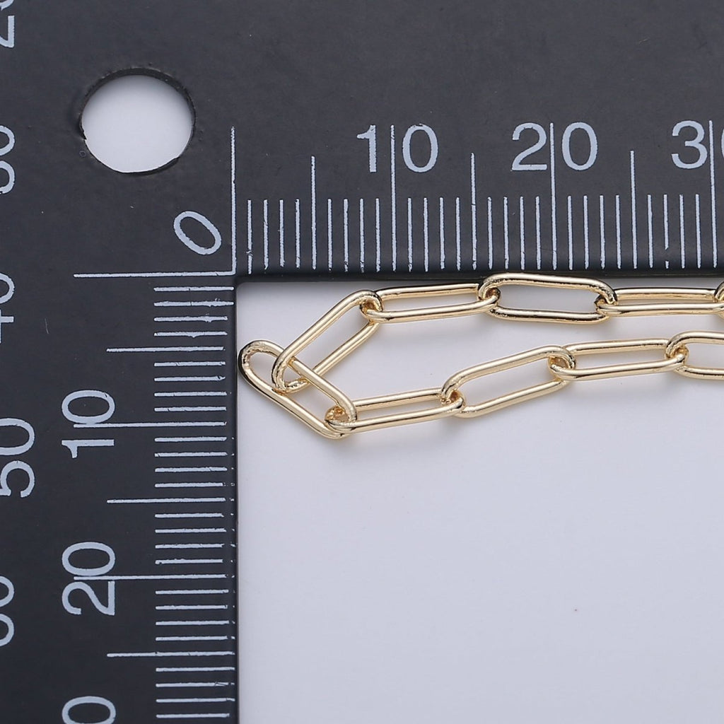 16K Gold plated PAPER CLIP Chain for Necklace Bracelet Anklet Component Supply by Yard, Oval Link Chain | ROLL-299 Overstock Pricing - DLUXCA