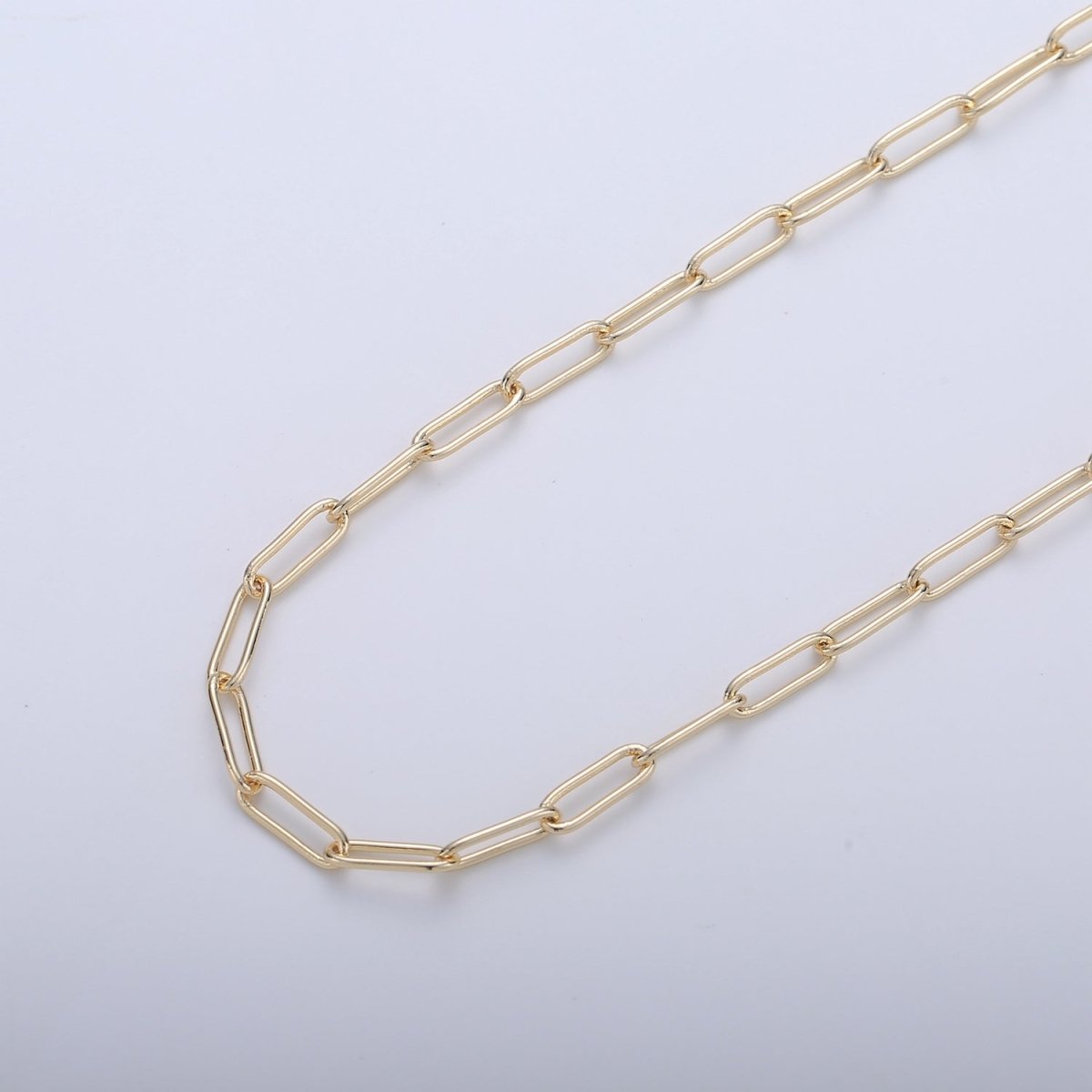 16K Gold plated PAPER CLIP Chain for Necklace Bracelet Anklet Component Supply by Yard, Oval Link Chain | ROLL-299 Overstock Pricing - DLUXCA