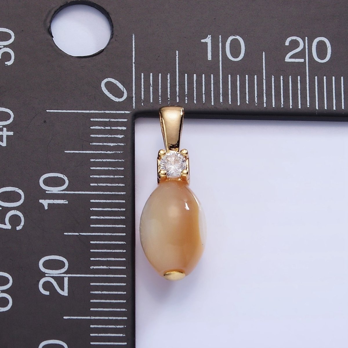 16K Gold plated Peach Pearl Sphere CZ Drop Pendant | P1574 - DLUXCA