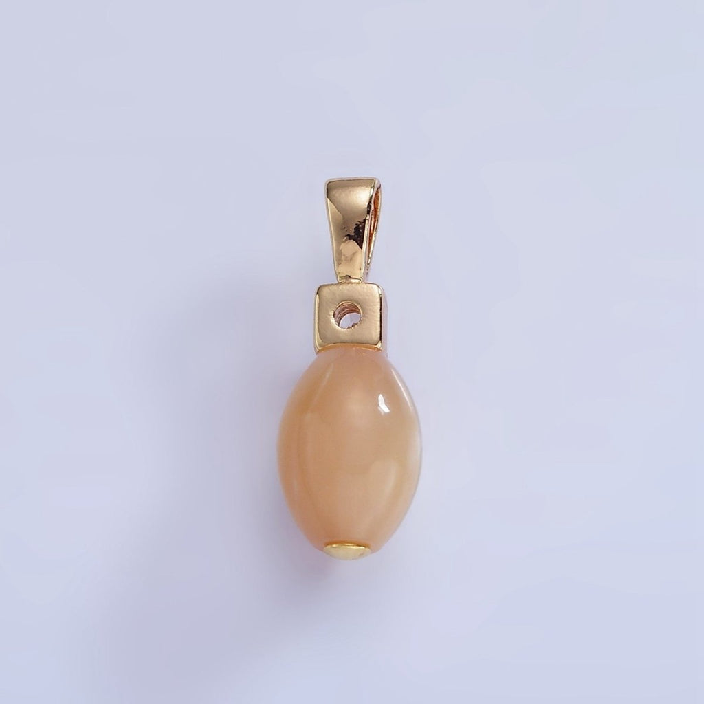 16K Gold plated Peach Pearl Sphere CZ Drop Pendant | P1574 - DLUXCA