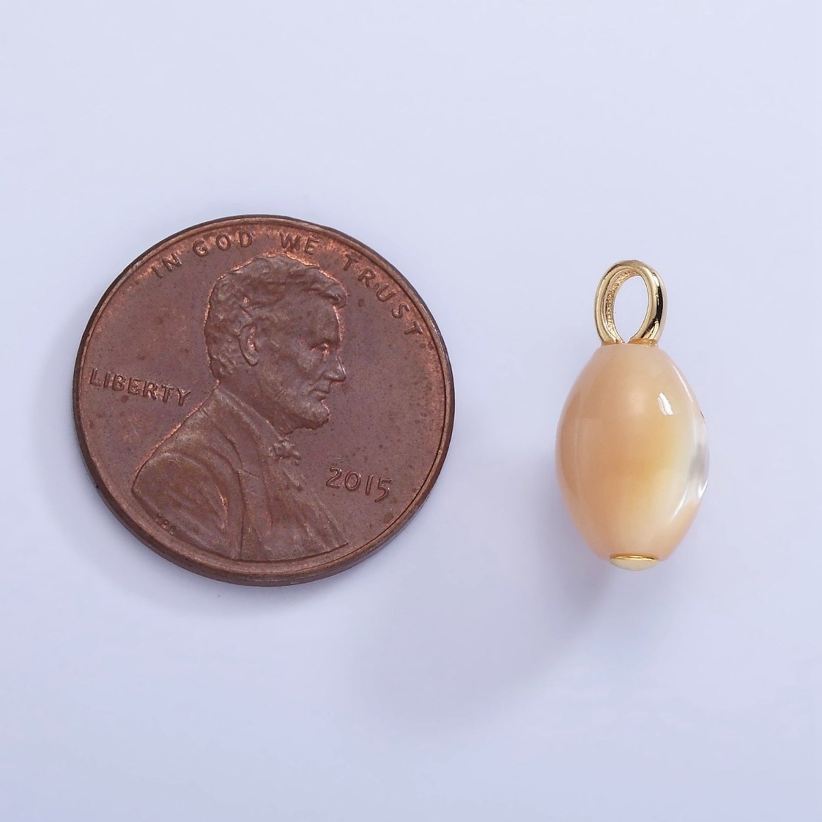 16K Gold plated Peach Shell Pearl Sphere Drop Pendant | P1587 - DLUXCA