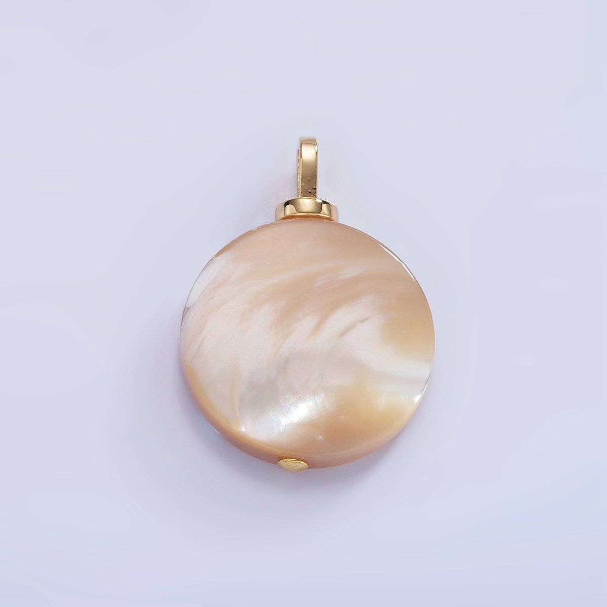 16K Gold plated Peach White Shell Pearl Micro Paved Pendant | P1575 - DLUXCA