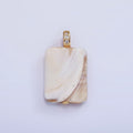16K Gold plated Peach White Shell Pearl Rectangle Micro Paved CZ Pendant | P1746 - DLUXCA