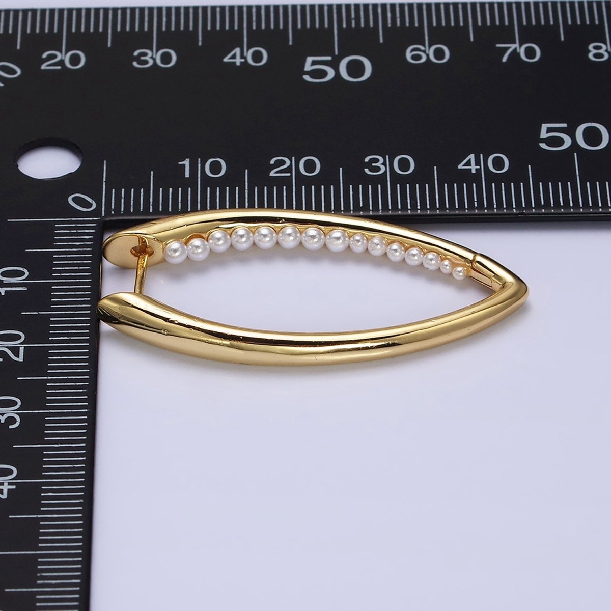 16K Gold plated Pearl Lined Front-Sided Sphere Hoop Earrings in Gold & Silver | AE066 AE067