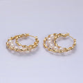 16K Gold plated Pearl Lined Triple Twisted Bar Latch Earrings | AD947 - DLUXCA