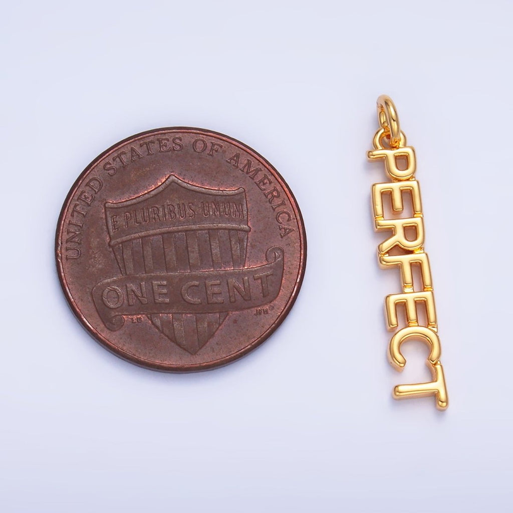 16K Gold plated "PERFECT" Script Charm in Gold & Silver | W316