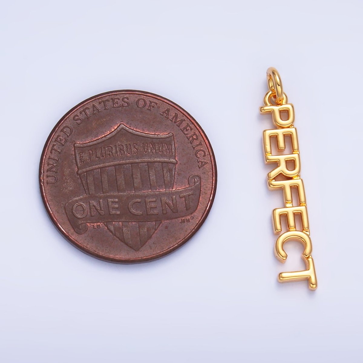 16K Gold plated "PERFECT" Script Charm in Gold & Silver | W316
