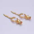 16K Gold plated Pink CZ Rose Flower Molten Drip Linear Ear Cuff Earrings in Gold & Silver | AI015 AI016