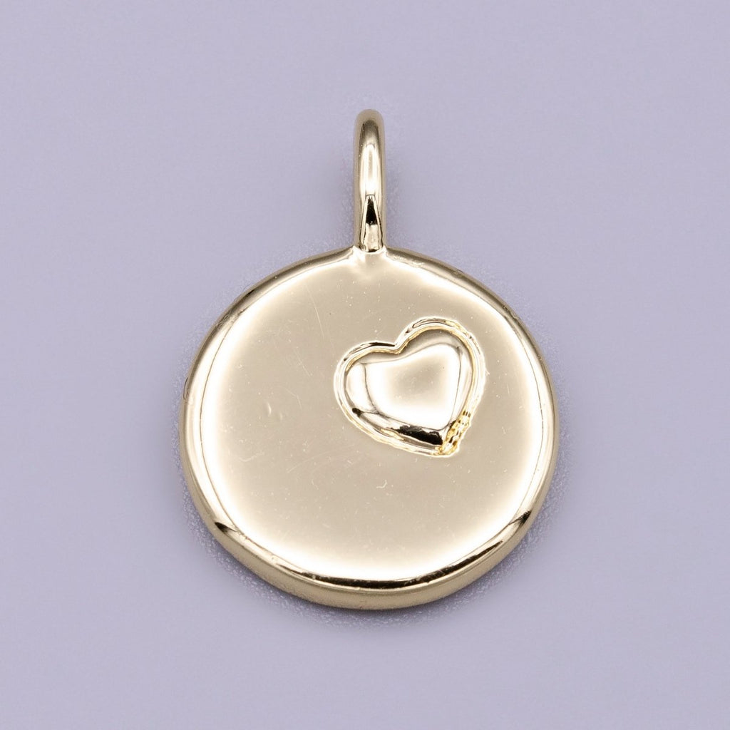 16K Gold plated Puffed Heart Round Charm in Gold & Silver | AC1181 AC1182
