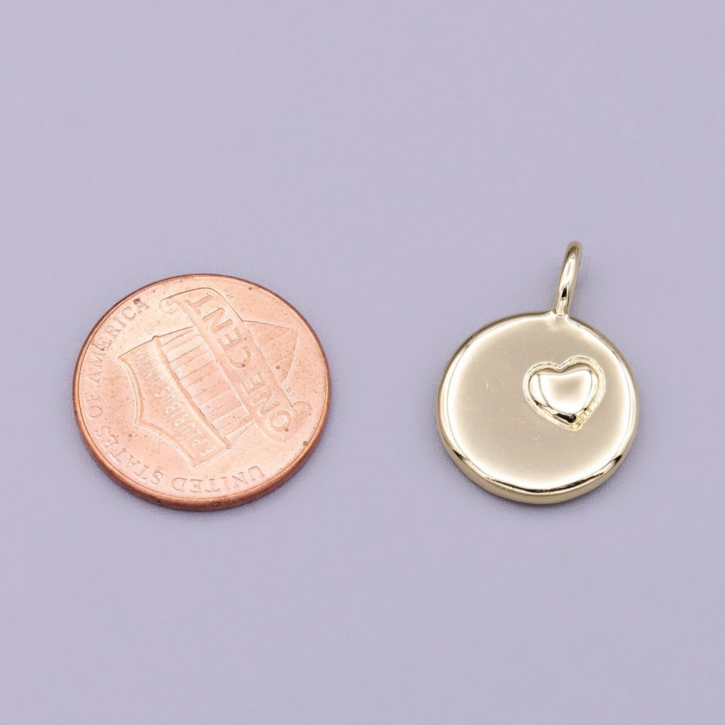 16K Gold plated Puffed Heart Round Charm in Gold & Silver | AC1181 AC1182