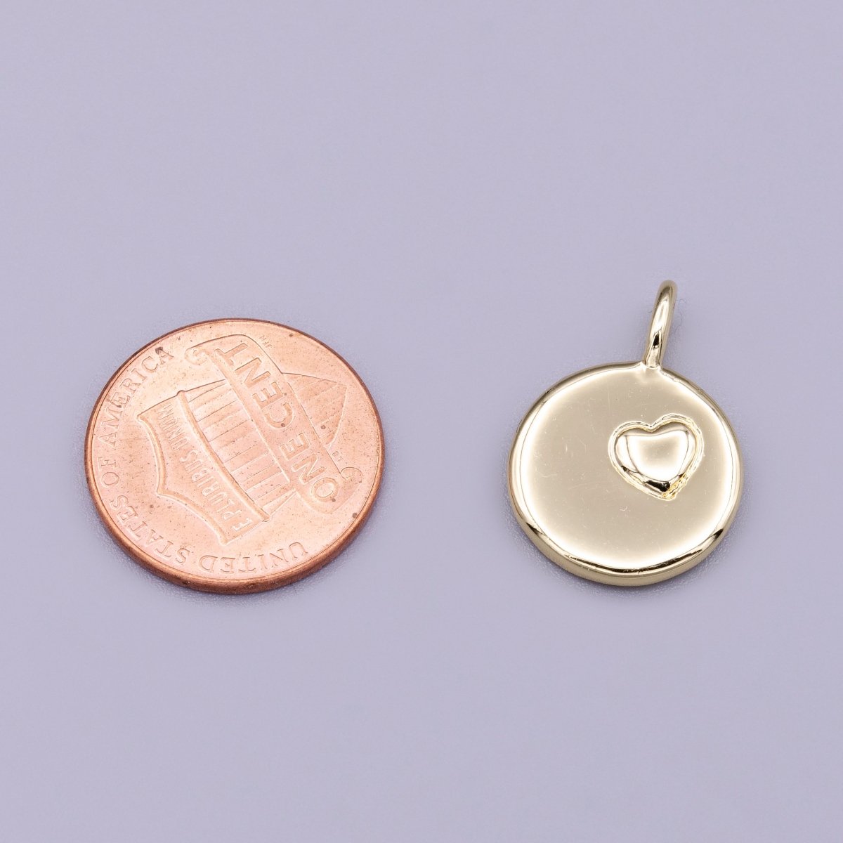 16K Gold plated Puffed Heart Round Charm in Gold & Silver | AC1181 AC1182