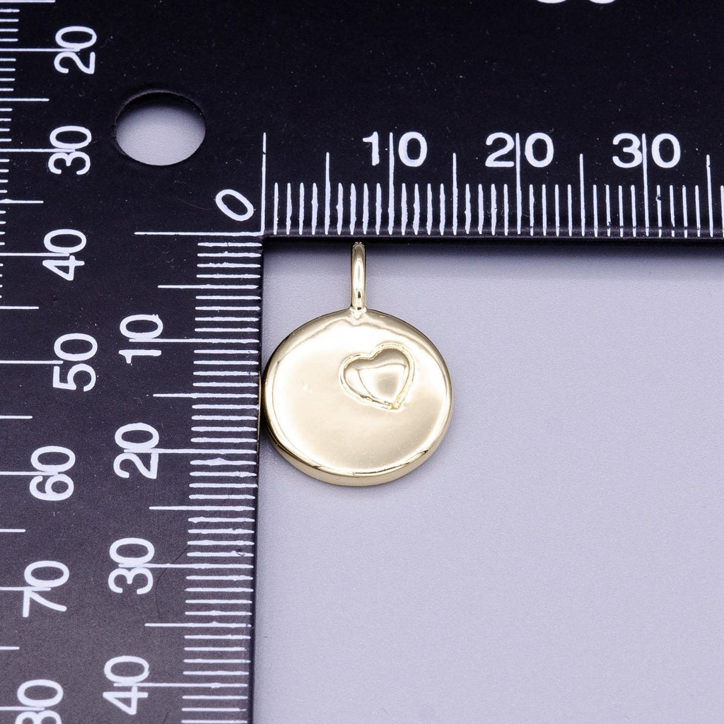 16K Gold plated Puffed Heart Round Charm in Gold & Silver | AC1181 AC1182