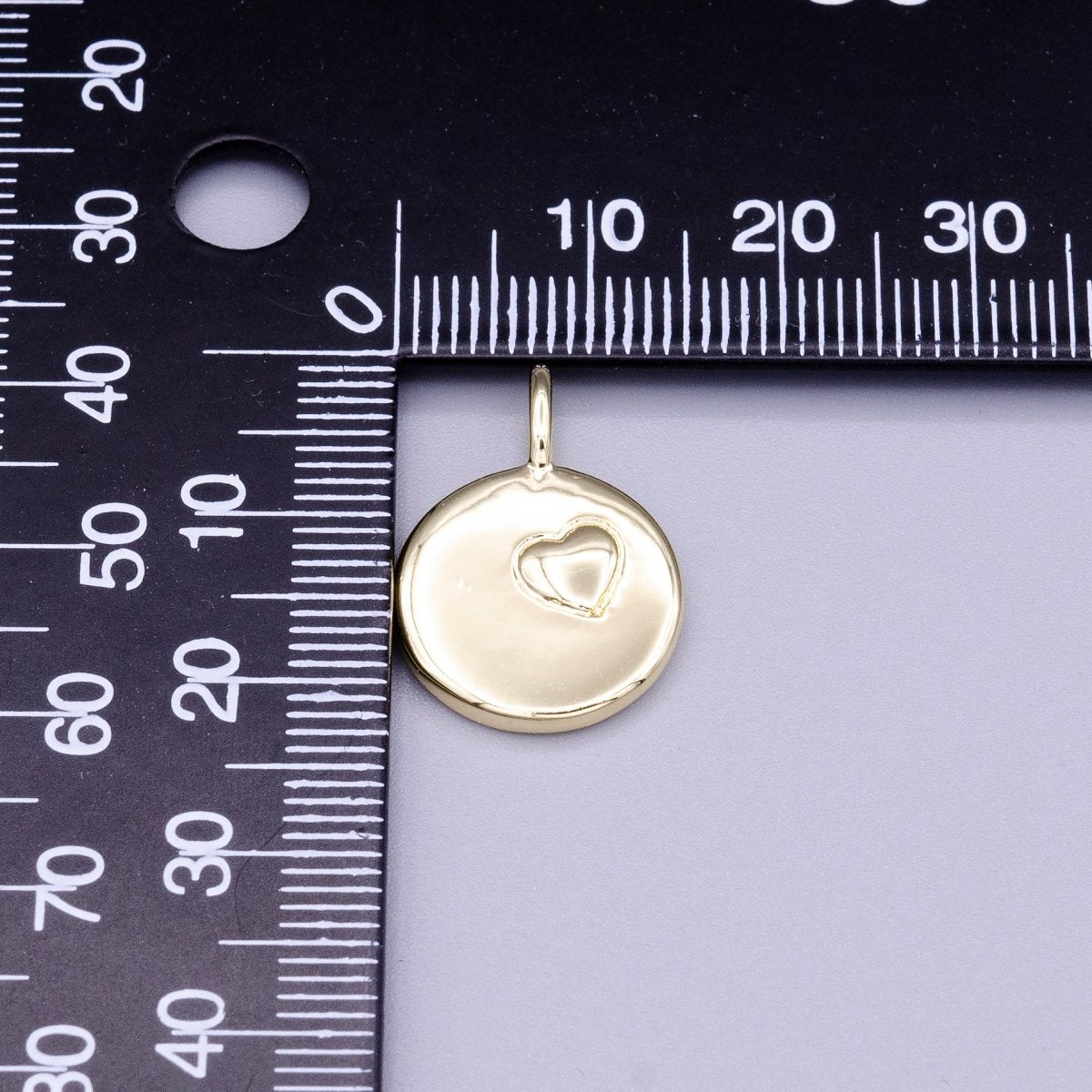 16K Gold plated Puffed Heart Round Charm in Gold & Silver | AC1181 AC1182