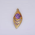 16K Gold plated Purple CZ Arrow Micro Paved Curved Lead Nature Charm | N1914 - DLUXCA