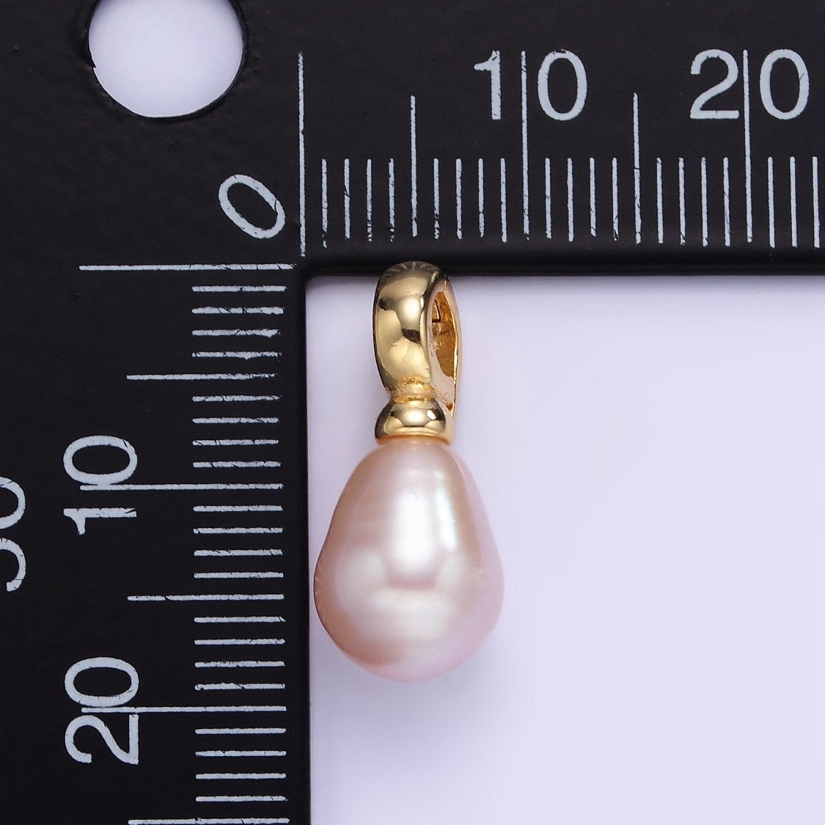 16K Gold plated Ringed Pink Freshwater Pearl Snap Latch Drop Pendant | P1888 - DLUXCA