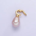 16K Gold plated Ringed Pink Freshwater Pearl Snap Latch Drop Pendant | P1888 - DLUXCA