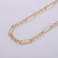 16K Gold plated Rolo Figaro Long and Short Fancy Chain, 3X14mm Sold By Yard, Bracelet, Necklace Chain Supply Component | ROLL-264 Clearance Pricing - DLUXCA