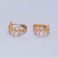 16K Gold plated Round Bezel Cut Huggie Earring T-438 - DLUXCA