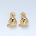 16K Gold plated Round Dome Drop Stud Earrings Findings in Gold & Silver | Z850 Z851 - DLUXCA