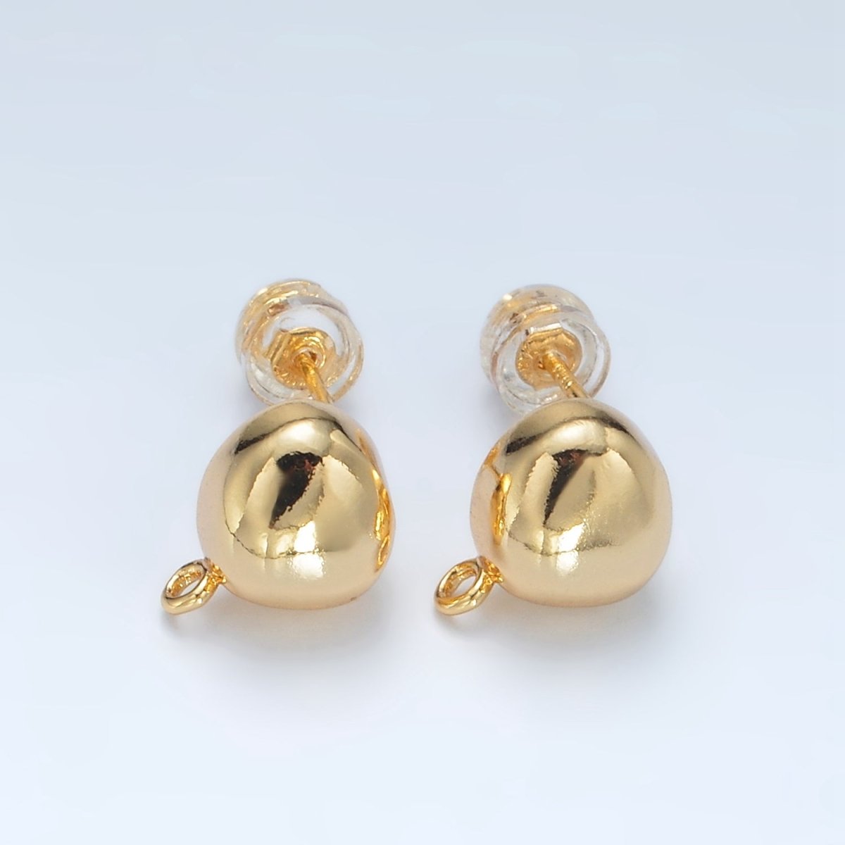 16K Gold plated Round Dome Drop Stud Earrings Findings in Gold & Silver | Z850 Z851 - DLUXCA