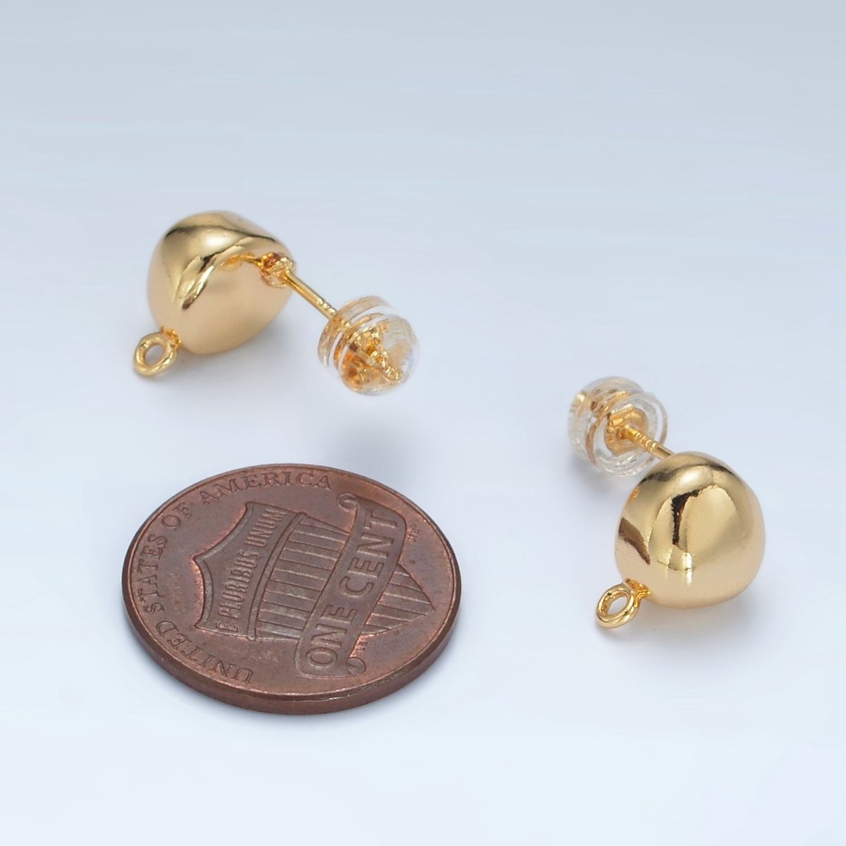 16K Gold plated Round Dome Drop Stud Earrings Findings in Gold & Silver | Z850 Z851 - DLUXCA