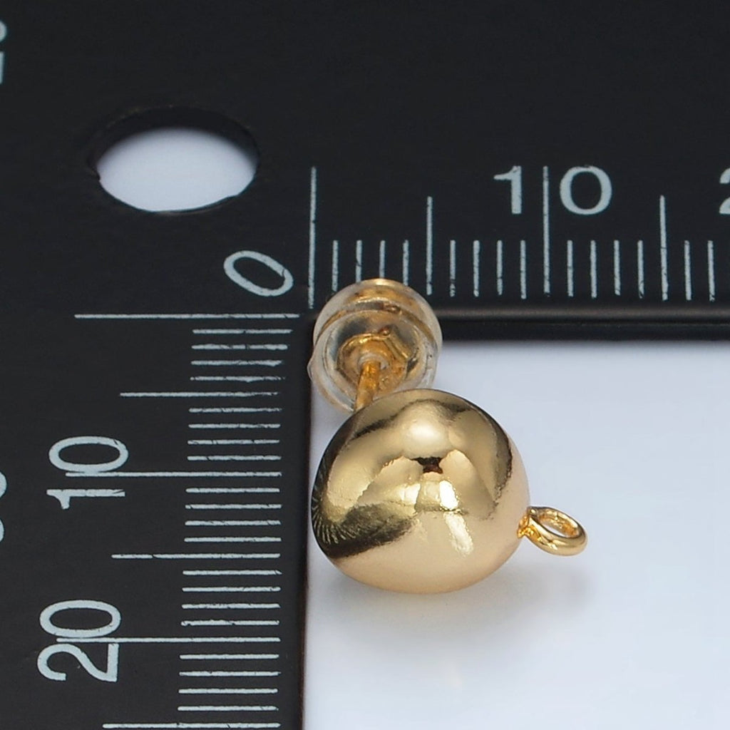 16K Gold plated Round Dome Drop Stud Earrings Findings in Gold & Silver | Z850 Z851 - DLUXCA