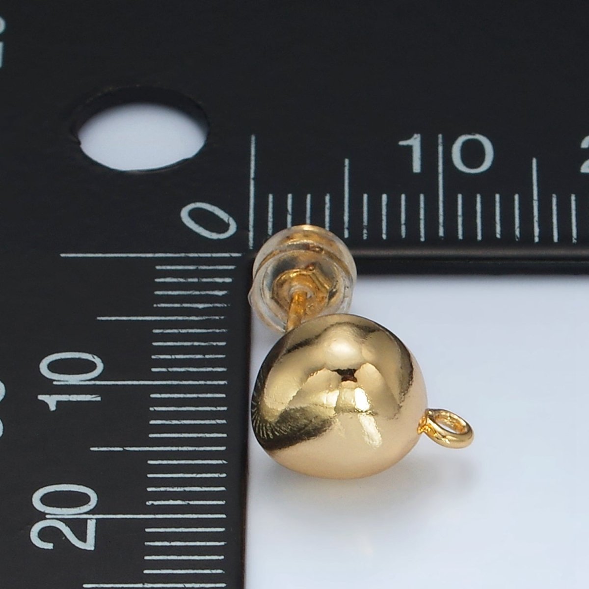 16K Gold plated Round Dome Drop Stud Earrings Findings in Gold & Silver | Z850 Z851 - DLUXCA
