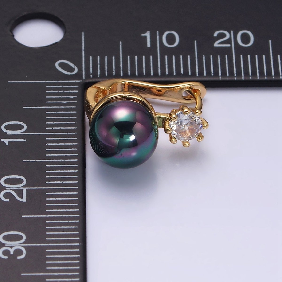 16K Gold plated Round White, Black Pearl Clear CZ English Lock Earrings in Gold & Silver | AD1271 AD1272