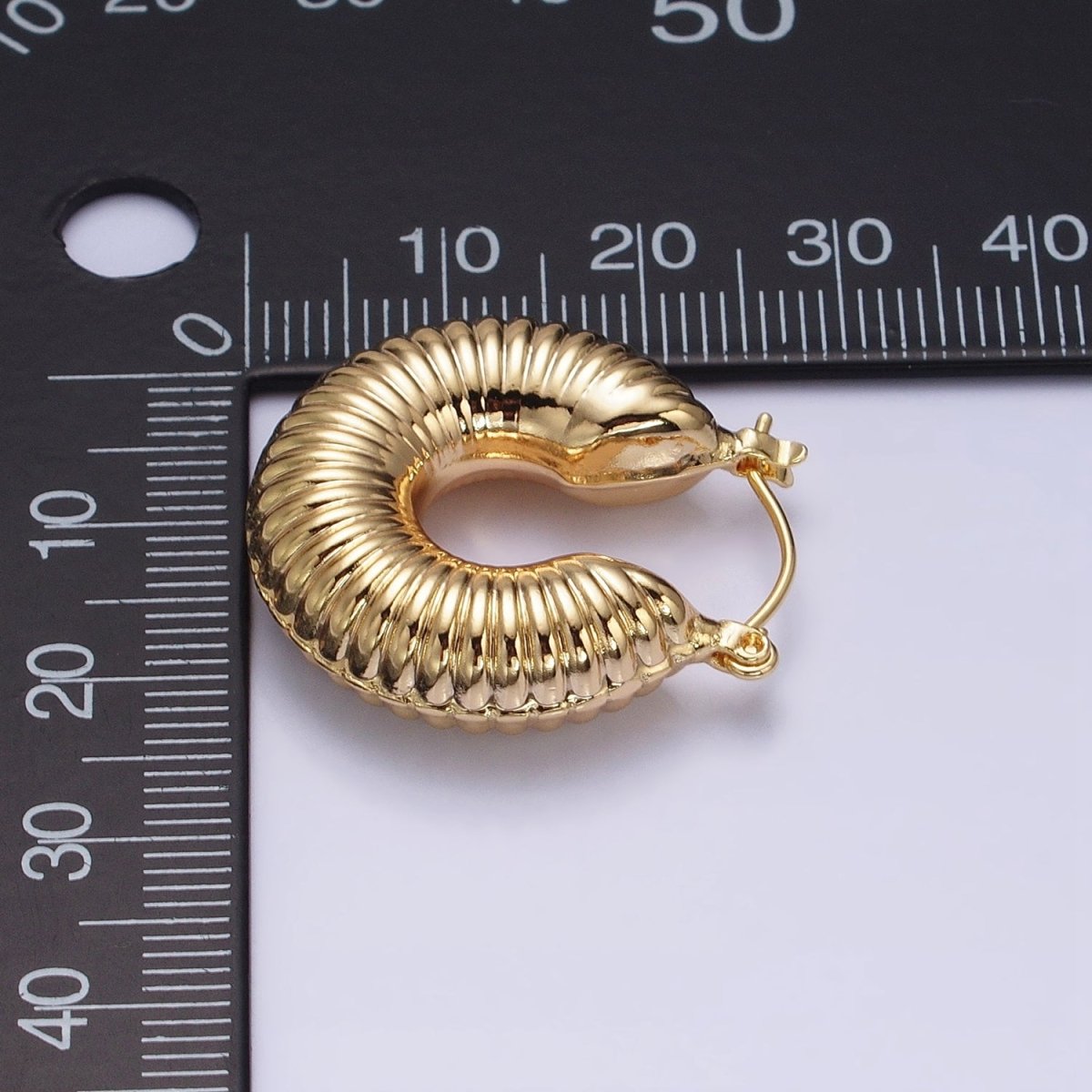 16K Gold plated Scalloped Chubby Latch Earrings in Gold & Silver | AD883 AD884