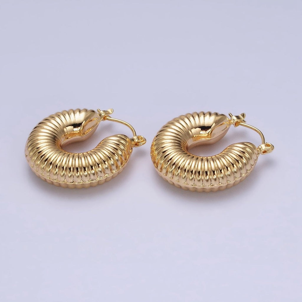 16K Gold plated Scalloped Chubby Latch Earrings in Gold & Silver | AD883 AD884