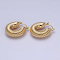 16K Gold plated Scalloped Chubby Latch Earrings in Gold & Silver | AD883 AD884