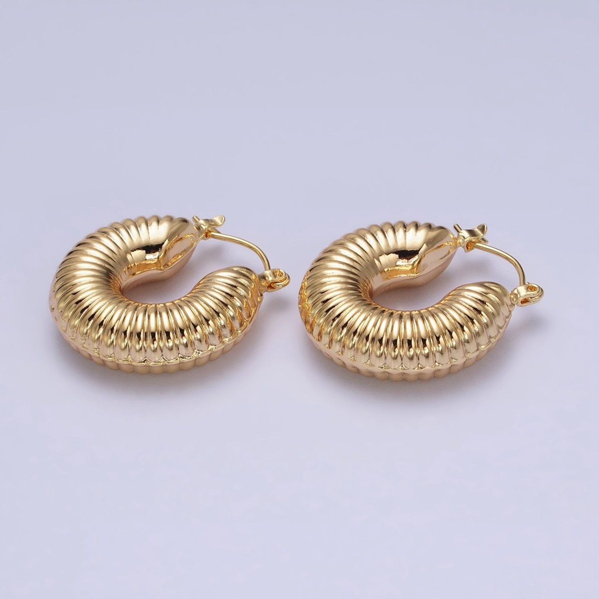 16K Gold plated Scalloped Chubby Latch Earrings in Gold & Silver | AD883 AD884