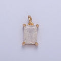 16K Gold plated Sparkly Pastel Emerald Cut Cubic Zirconia Charm Jewelry Making Component Rectangle Square Add on Charm | X-268-X-272 - DLUXCA