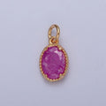 16K Gold plated Sparkly Pastel Oval Cubic Zirconia Charm Jewelry Making Component | X-273-X-276 - DLUXCA
