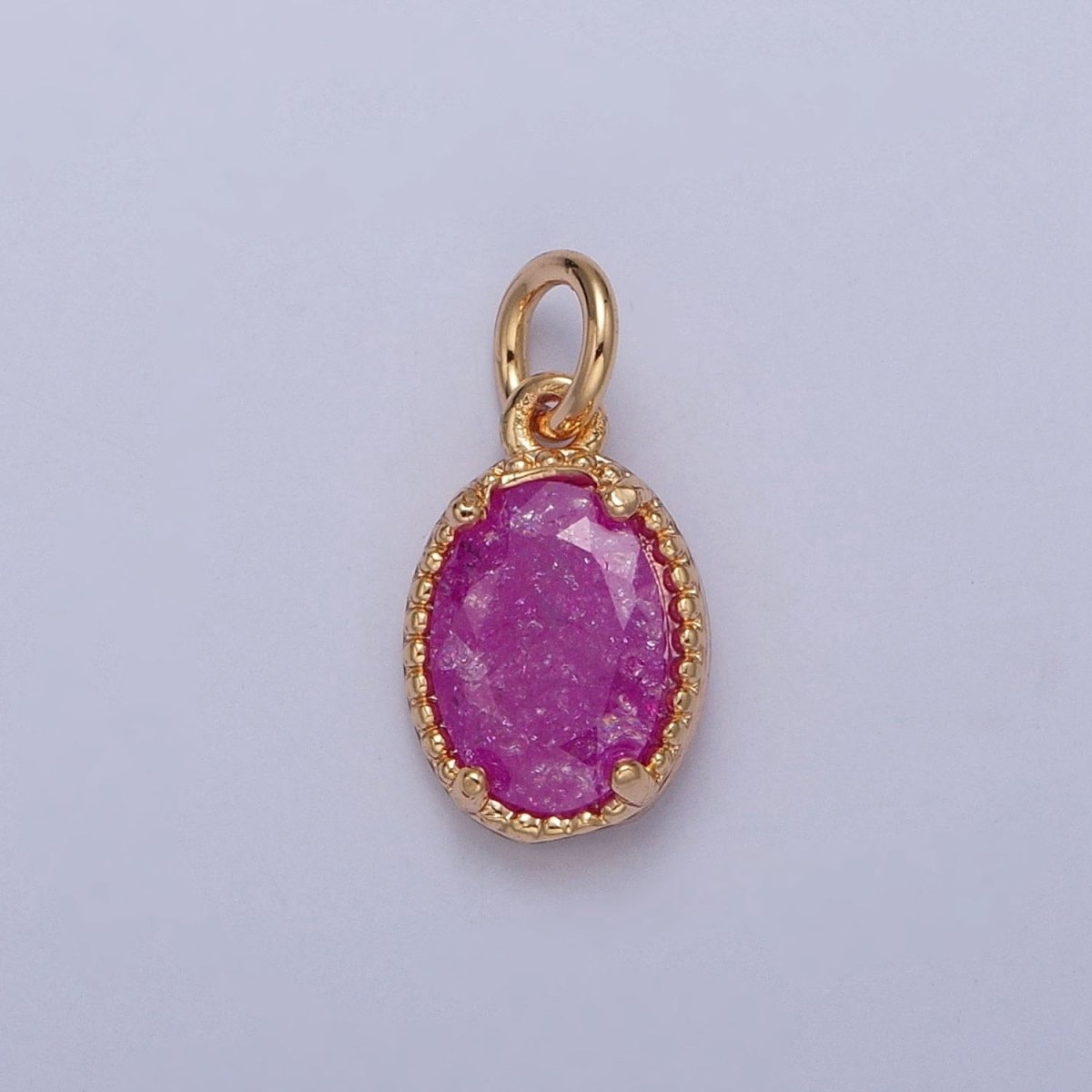 16K Gold plated Sparkly Pastel Oval Cubic Zirconia Charm Jewelry Making Component | X-273-X-276 - DLUXCA