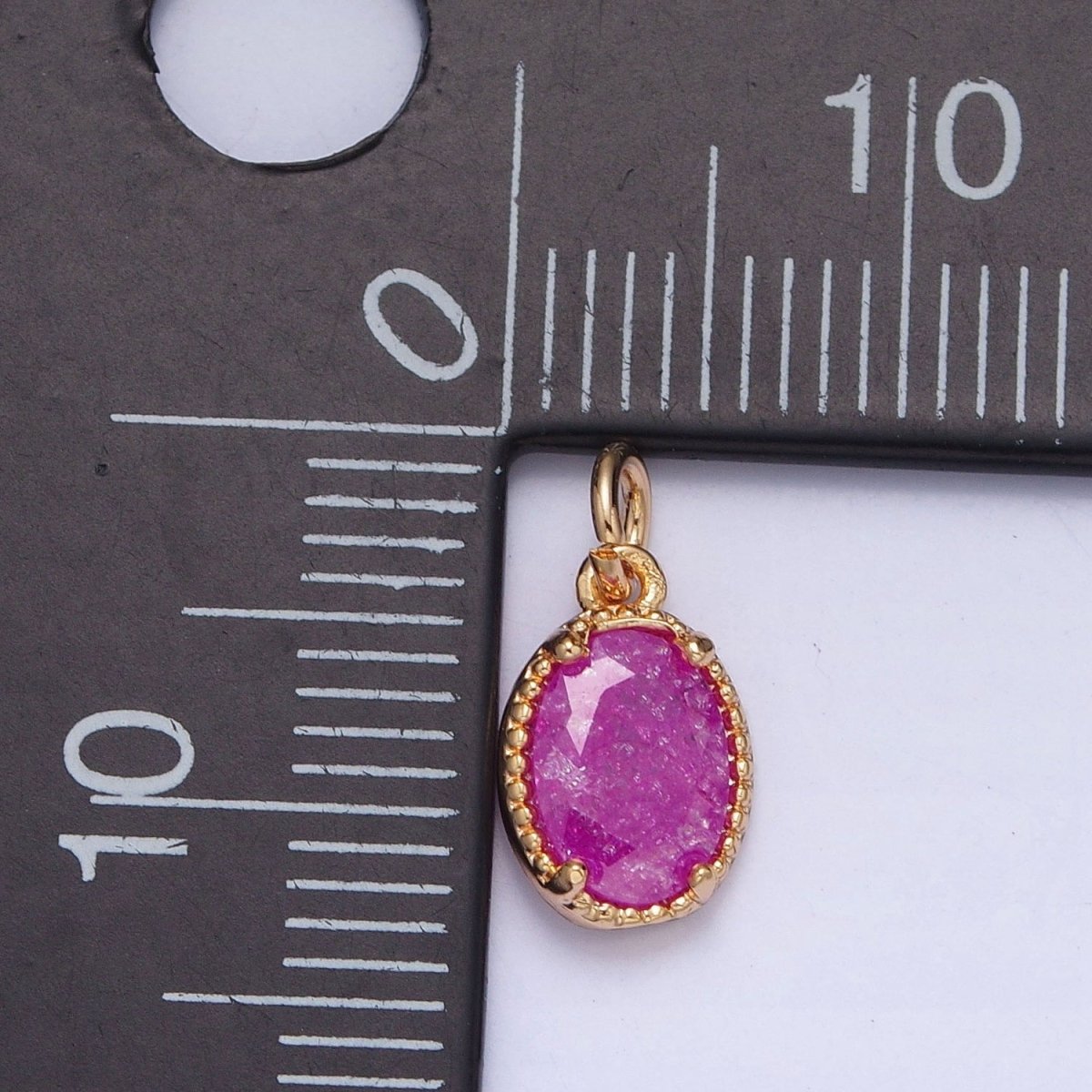 16K Gold plated Sparkly Pastel Oval Cubic Zirconia Charm Jewelry Making Component | X-273-X-276 - DLUXCA