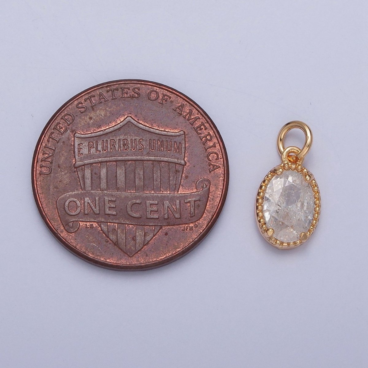 16K Gold plated Sparkly Pastel Oval Cubic Zirconia Charm Jewelry Making Component | X-273-X-276 - DLUXCA