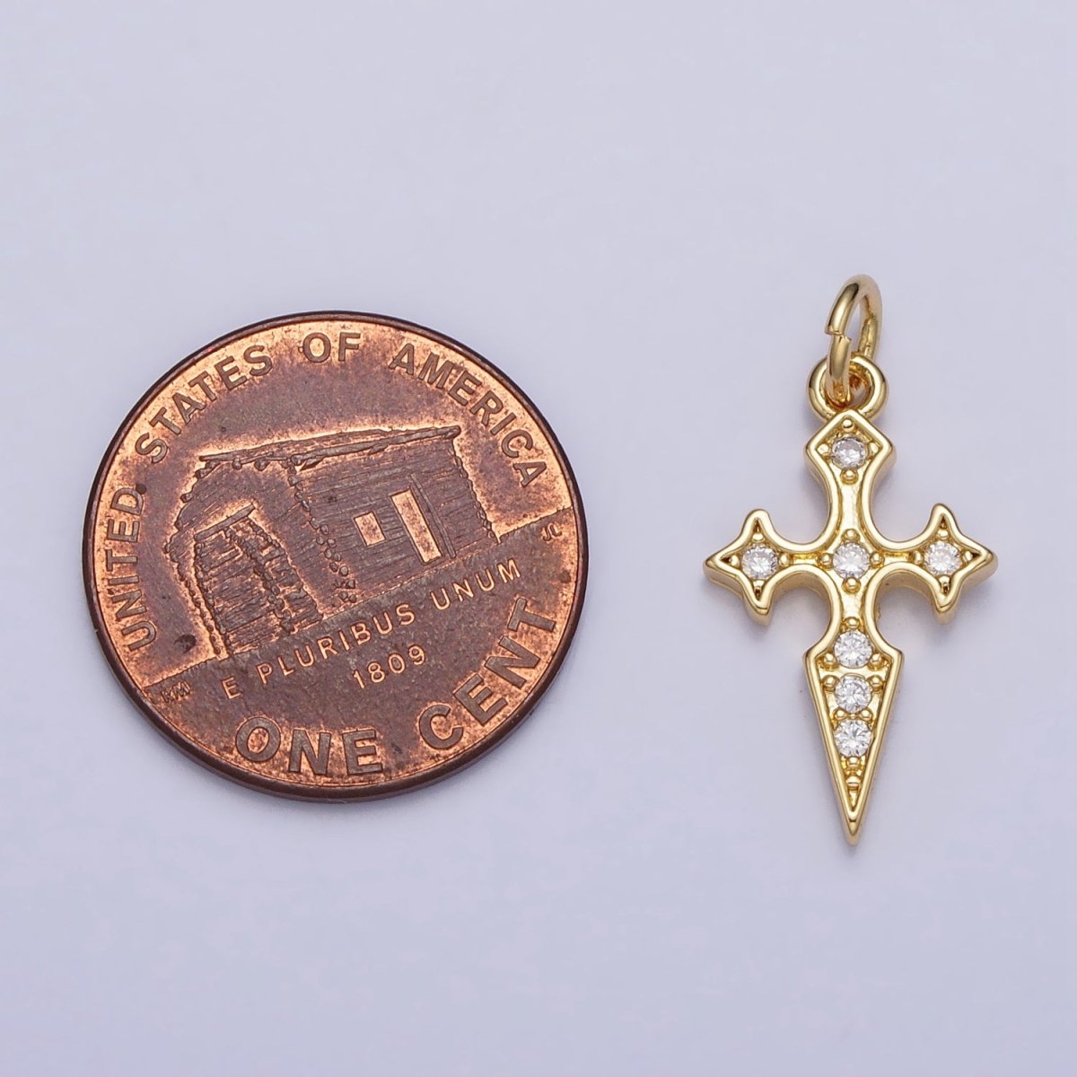 16K Gold plated St. James Cross Micro Paved CZ Religious Add-On Charm | AC1288 - DLUXCA