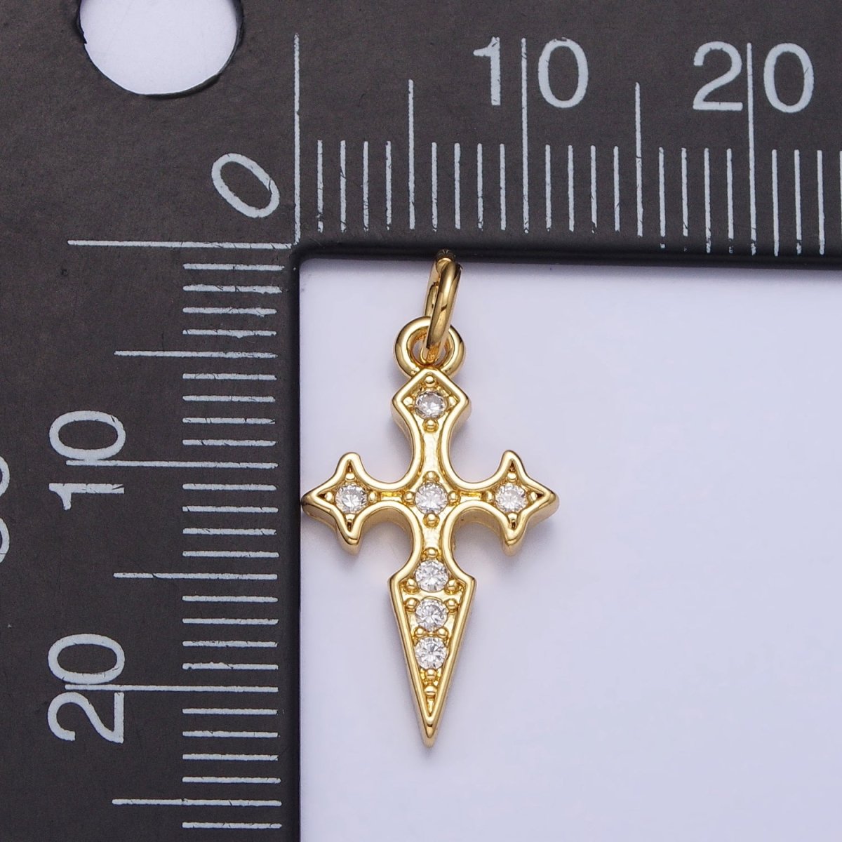 16K Gold plated St. James Cross Micro Paved CZ Religious Add-On Charm | AC1288 - DLUXCA