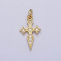 16K Gold plated St. James Cross Micro Paved CZ Religious Add-On Charm | AC1288 - DLUXCA