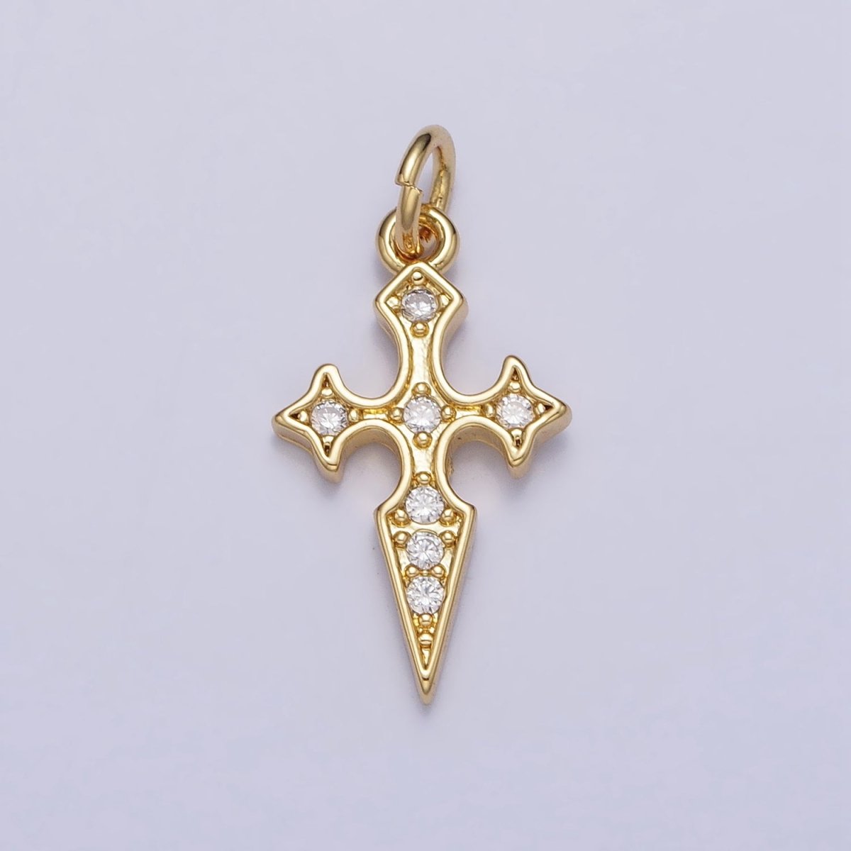 16K Gold plated St. James Cross Micro Paved CZ Religious Add-On Charm | AC1288 - DLUXCA