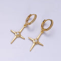16K Gold plated Star Celestial Drop Clear CZ Micro Paved Huggie Earrings in Gold & Silver | AD1062 AD1063