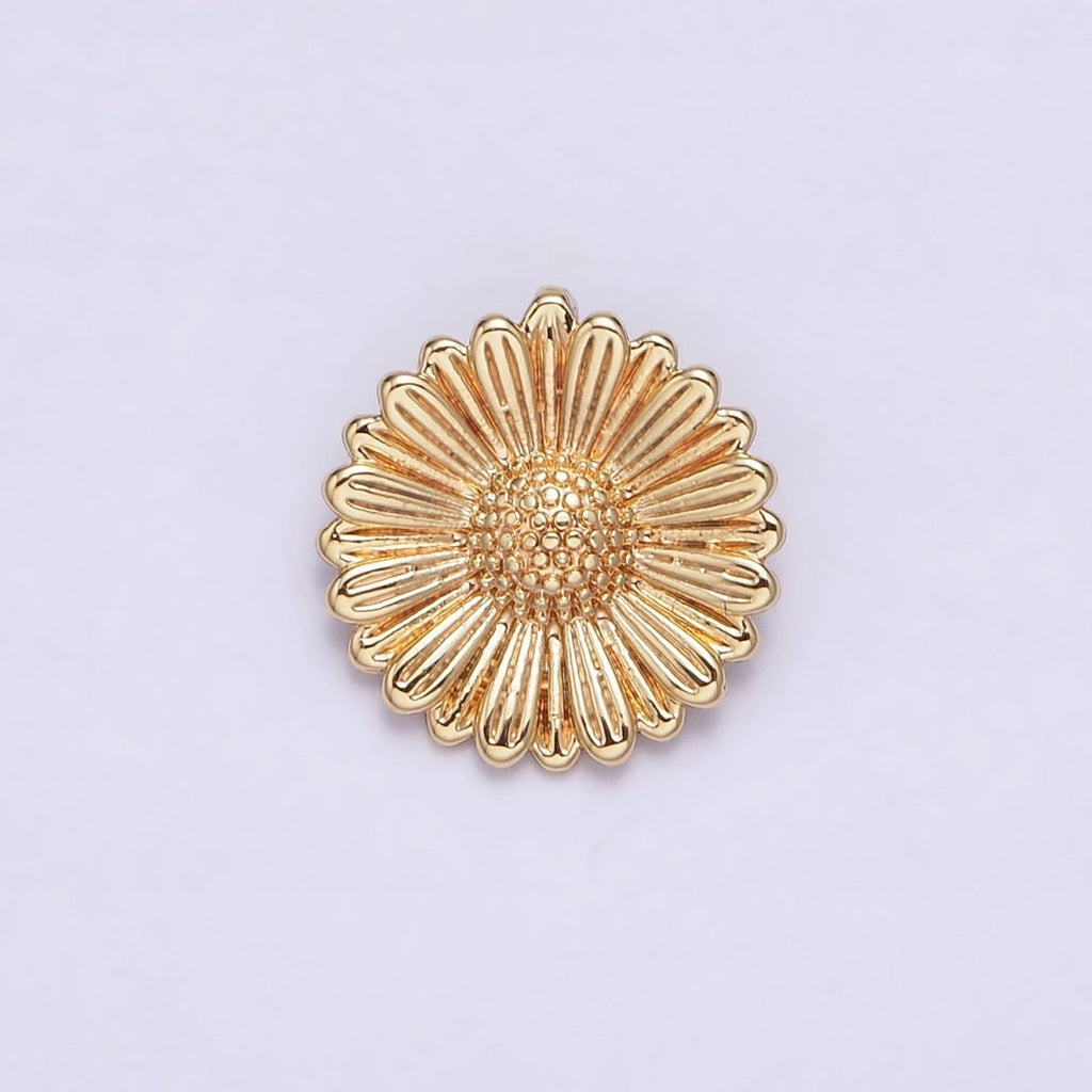 16K Gold plated Sunflower Textured Round Pendant | AA603 - DLUXCA