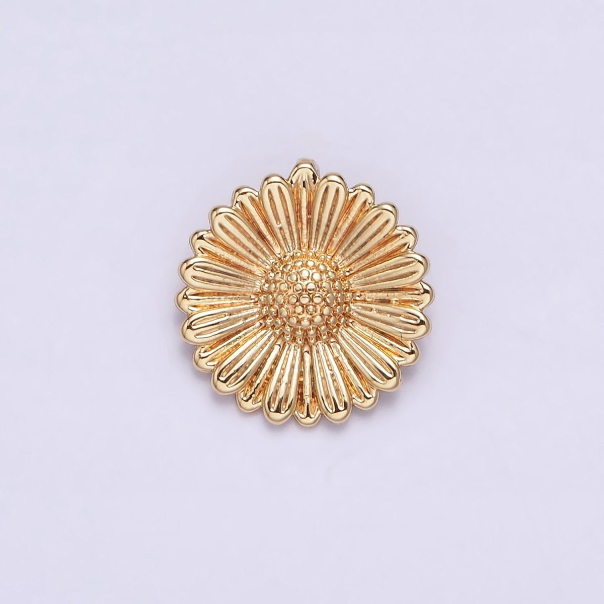 16K Gold plated Sunflower Textured Round Pendant | AA603 - DLUXCA