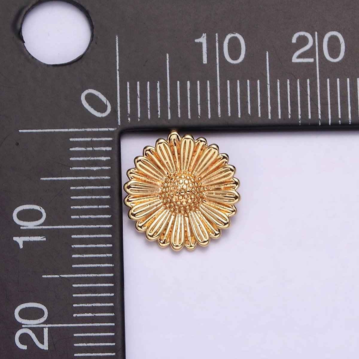 16K Gold plated Sunflower Textured Round Pendant | AA603 - DLUXCA