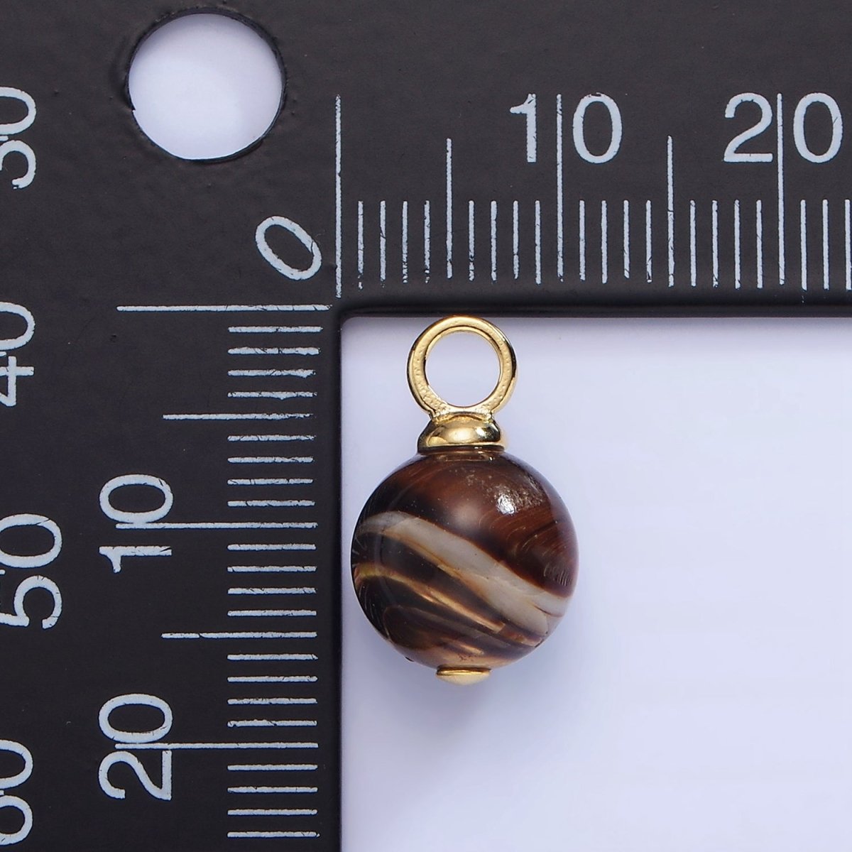 16K Gold plated Tiger Eye Gemstone Round Drop Pendant | P1769 - DLUXCA
