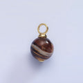 16K Gold plated Tiger Eye Gemstone Round Drop Pendant | P1769 - DLUXCA
