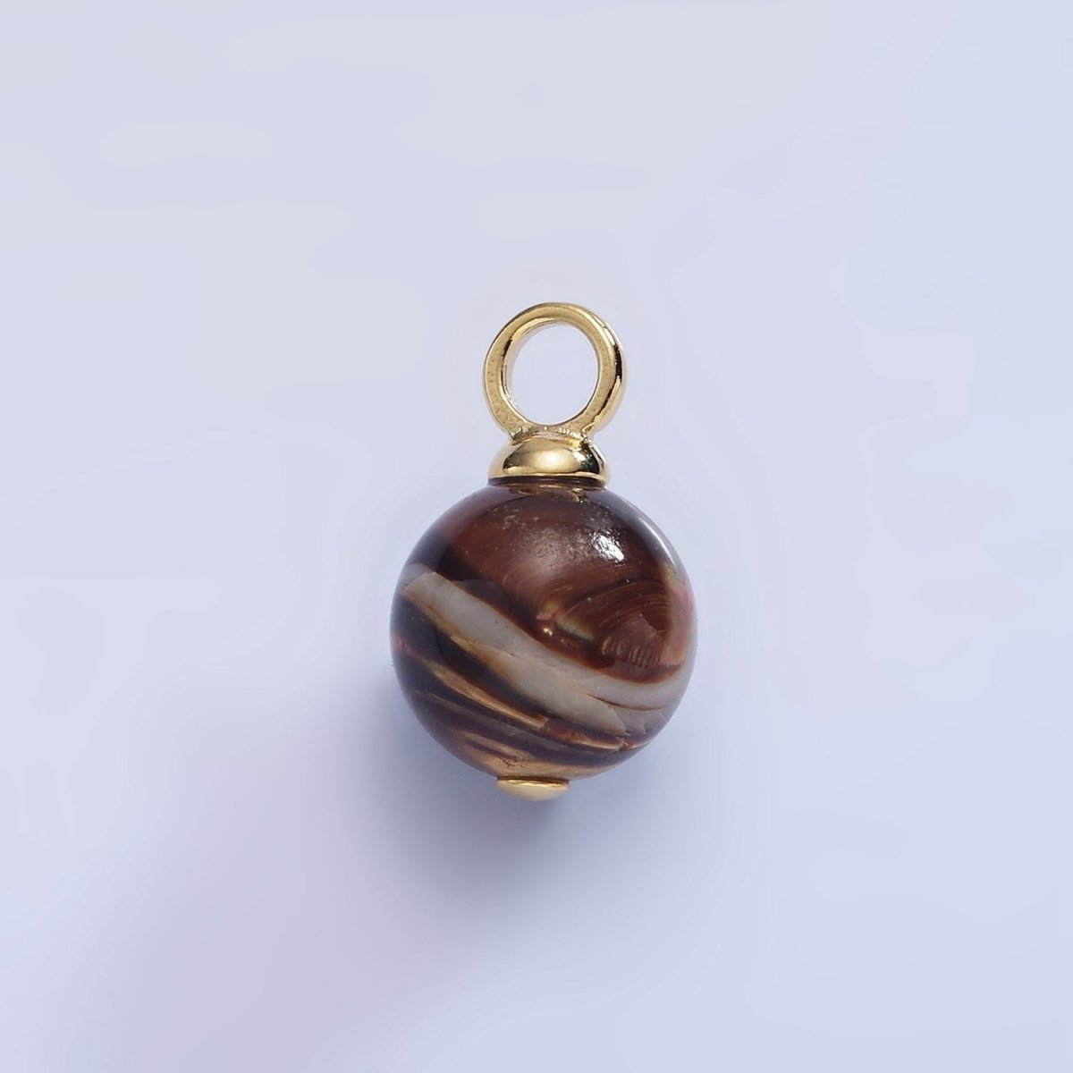 16K Gold plated Tiger Eye Gemstone Round Drop Pendant | P1769 - DLUXCA