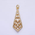 16K Gold plated Triangle Baguette Micro Paved CZ Geometric Arrow Charm in Gold & Silver | AC1229 AC1230