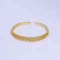 16K Gold plated Triple Band Bubble CZ Micro Paved Cuff Bracelet | WA-2509 - DLUXCA